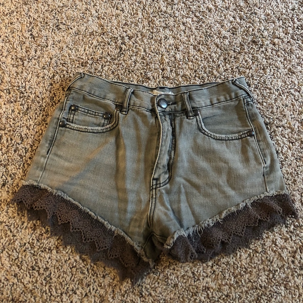 Free people black denim shorts